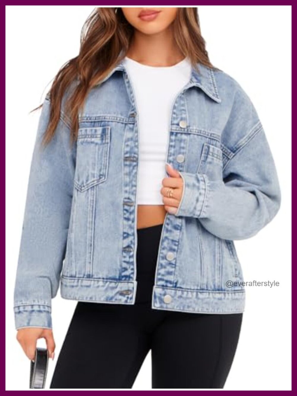 Glamaker Oversized Button Down Denim Jacket Long Sleeve Casual Layering Coat